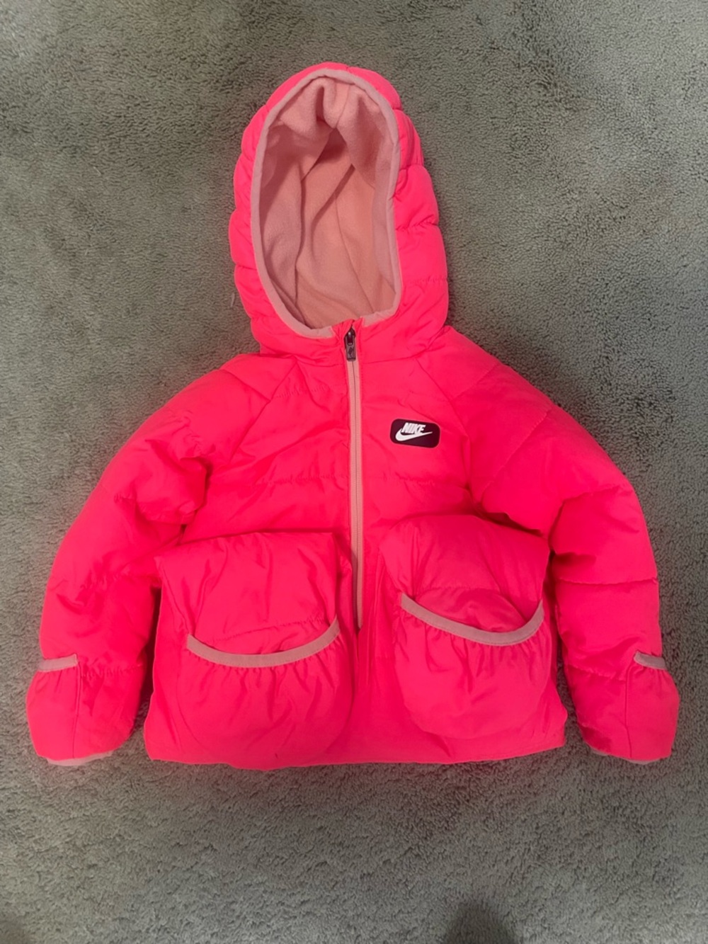 Nike Hot Pink Quilted Hooded Jacket